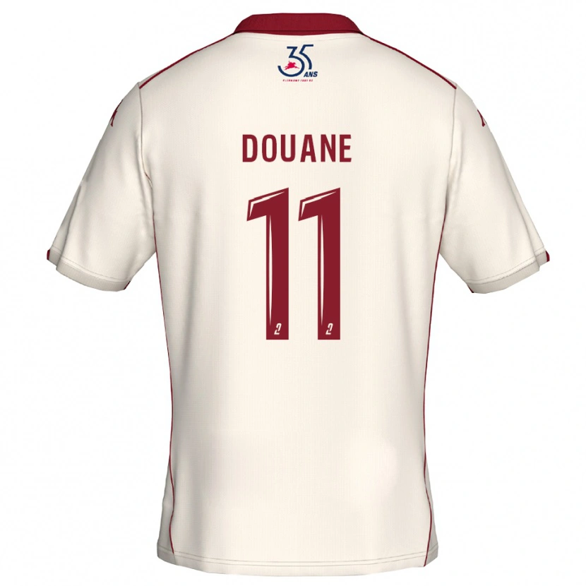 Danxen Børn Maïdine Douane #11 Hvid Burgundy Udebane Spillertrøjer 2025/26 Trøje T-Shirt