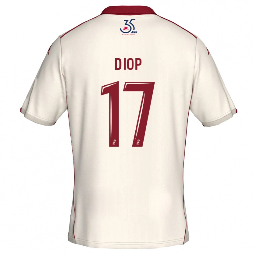Danxen Børn Ousmane Diop #17 Hvid Burgundy Udebane Spillertrøjer 2025/26 Trøje T-Shirt