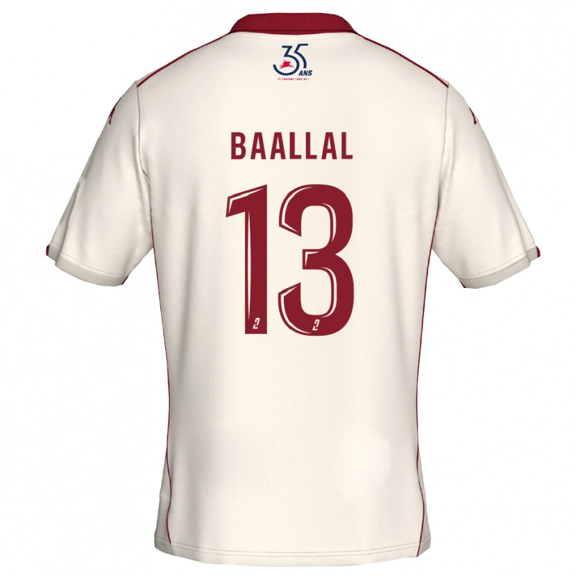 Danxen Børn Abdellah Baallal #13 Hvid Burgundy Udebane Spillertrøjer 2025/26 Trøje T-Shirt