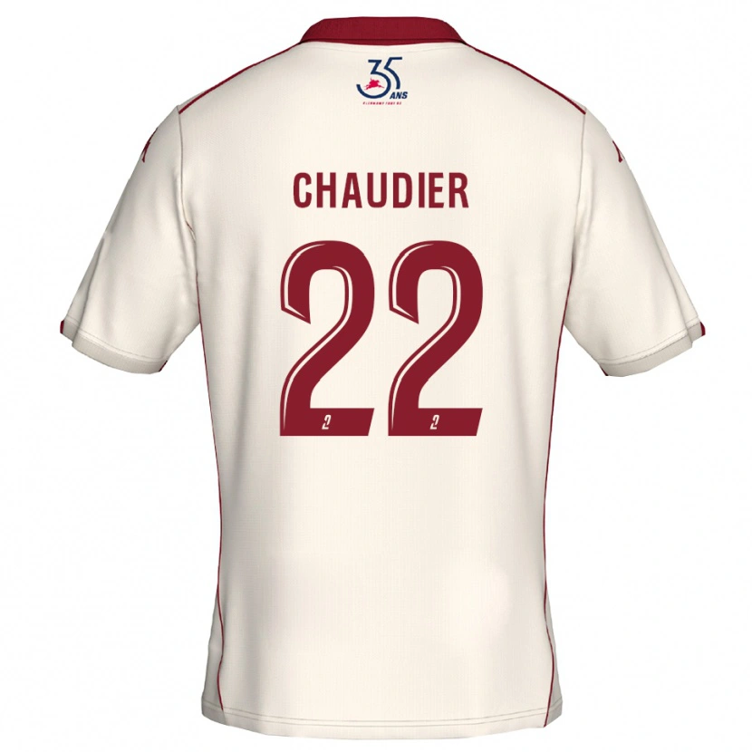 Danxen Børn Ophélie Chaudier #22 Hvid Burgundy Udebane Spillertrøjer 2025/26 Trøje T-Shirt