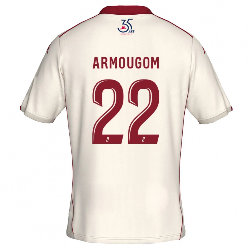 Danxen Børn Yoël Armougom #22 Hvid Burgundy Udebane Spillertrøjer 2025/26 Trøje T-Shirt