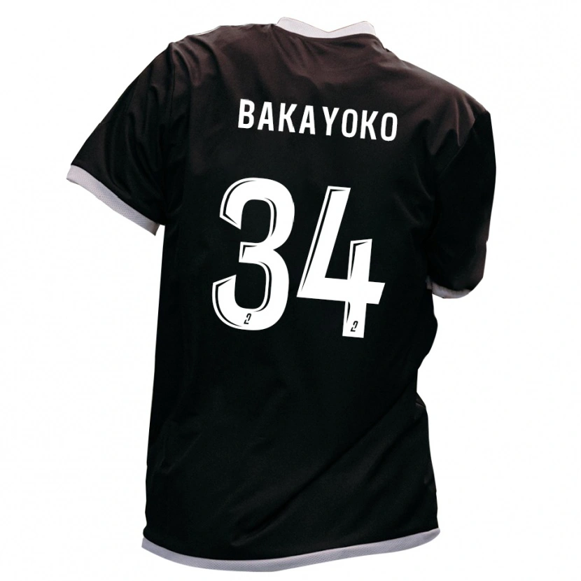 Danxen Børn Siaka Bakayoko #34 Sort Guld Udebane Spillertrøjer 2025/26 Trøje T-Shirt