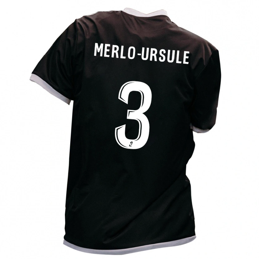 Danxen Børn Francois-Xavier Merlo-Ursule #3 Sort Guld Udebane Spillertrøjer 2025/26 Trøje T-Shirt