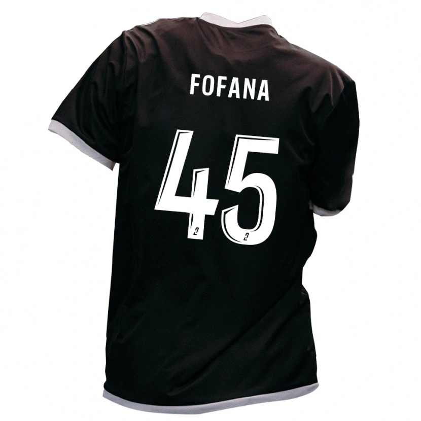 Danxen Børn Ibrahim Fofana #45 Sort Guld Udebane Spillertrøjer 2025/26 Trøje T-Shirt