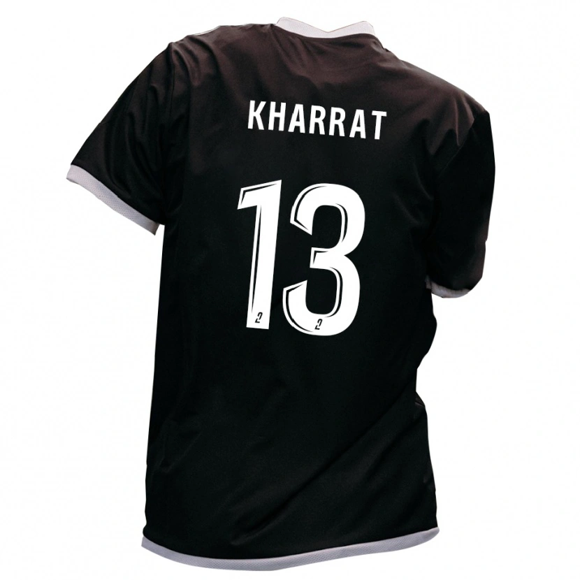 Danxen Børn Yassine Kharrat #13 Sort Guld Udebane Spillertrøjer 2025/26 Trøje T-Shirt
