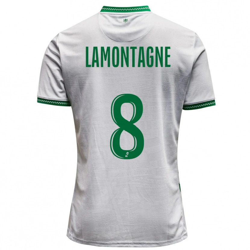 Danxen Børn Alexandria Lamontagne #8 Hvid Grøn Udebane Spillertrøjer 2025/26 Trøje T-Shirt