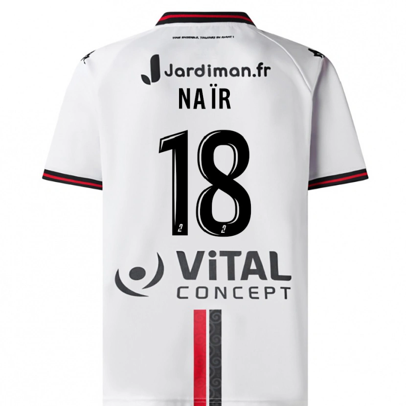 Danxen Børn Sohaib Naïr #18 Hvid Rød Udebane Spillertrøjer 2025/26 Trøje T-Shirt
