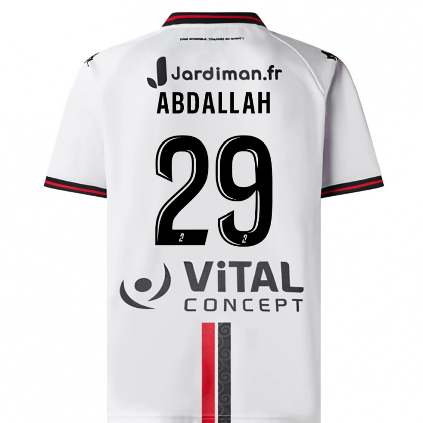 Danxen Børn Akim Abdallah #29 Hvid Rød Udebane Spillertrøjer 2025/26 Trøje T-Shirt