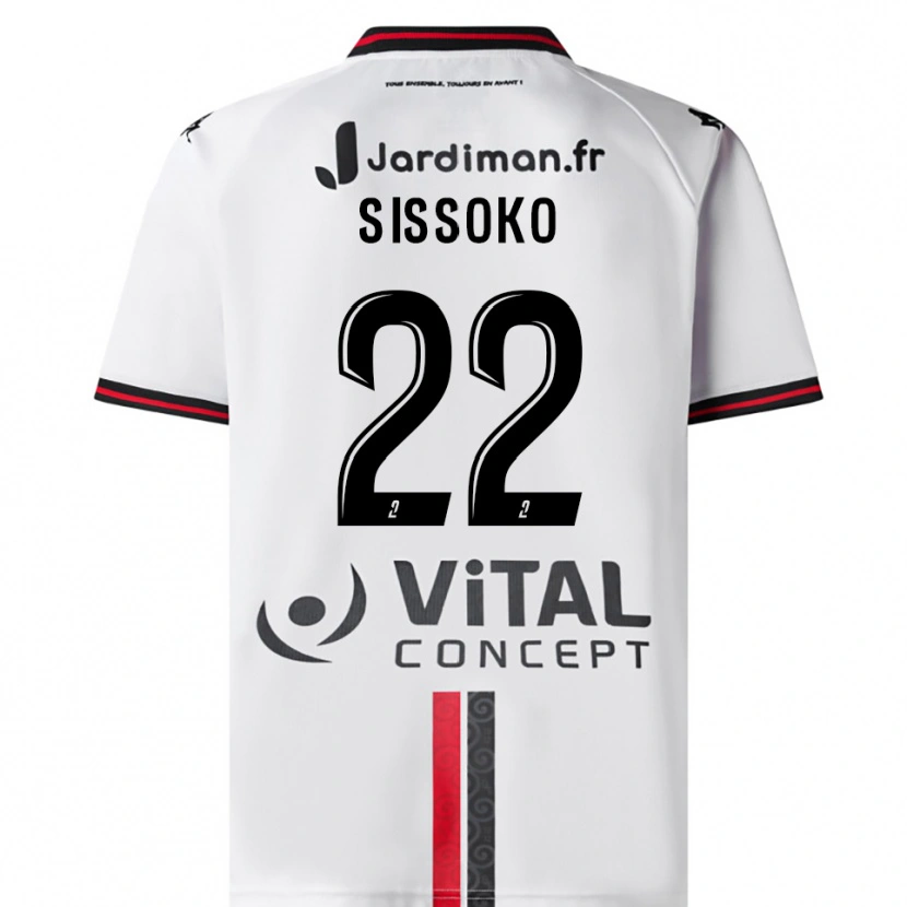 Danxen Børn Alpha Sissoko #22 Hvid Rød Udebane Spillertrøjer 2025/26 Trøje T-Shirt