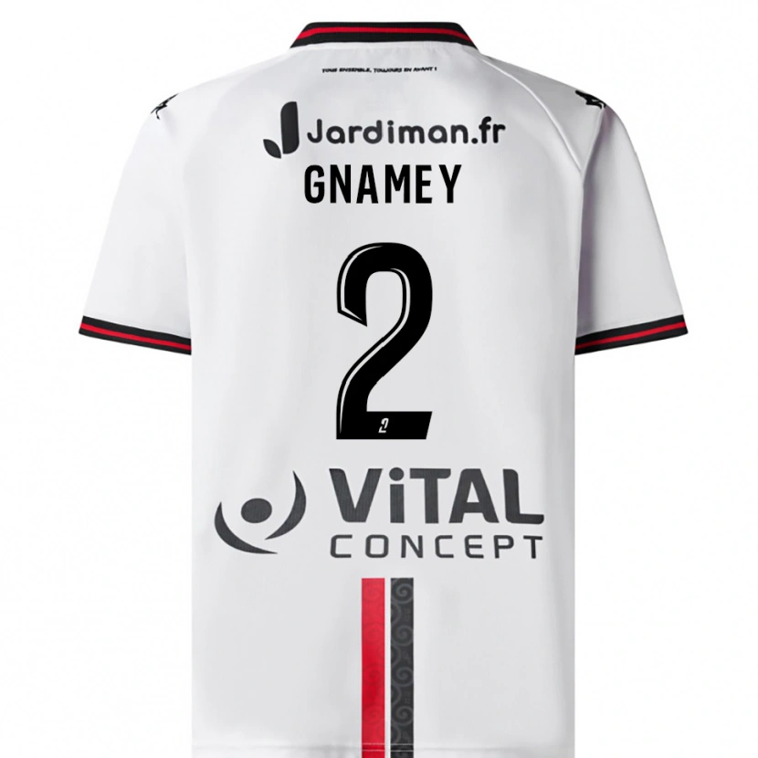 Danxen Børn Servais Gnamey #2 Hvid Rød Udebane Spillertrøjer 2025/26 Trøje T-Shirt