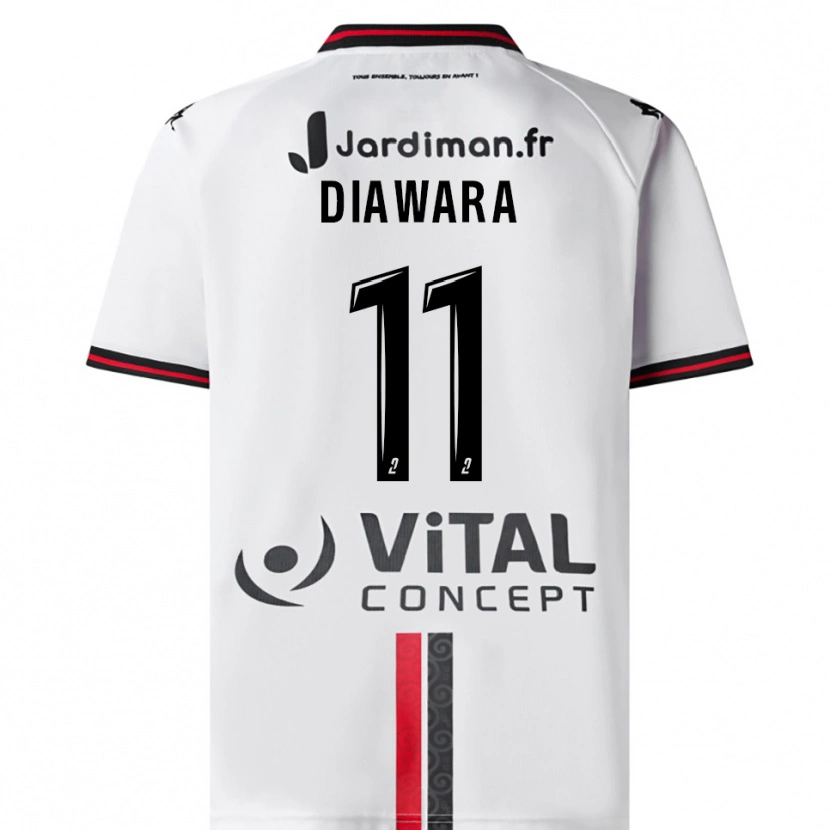 Danxen Børn Mamadou Diawara #11 Hvid Rød Udebane Spillertrøjer 2025/26 Trøje T-Shirt