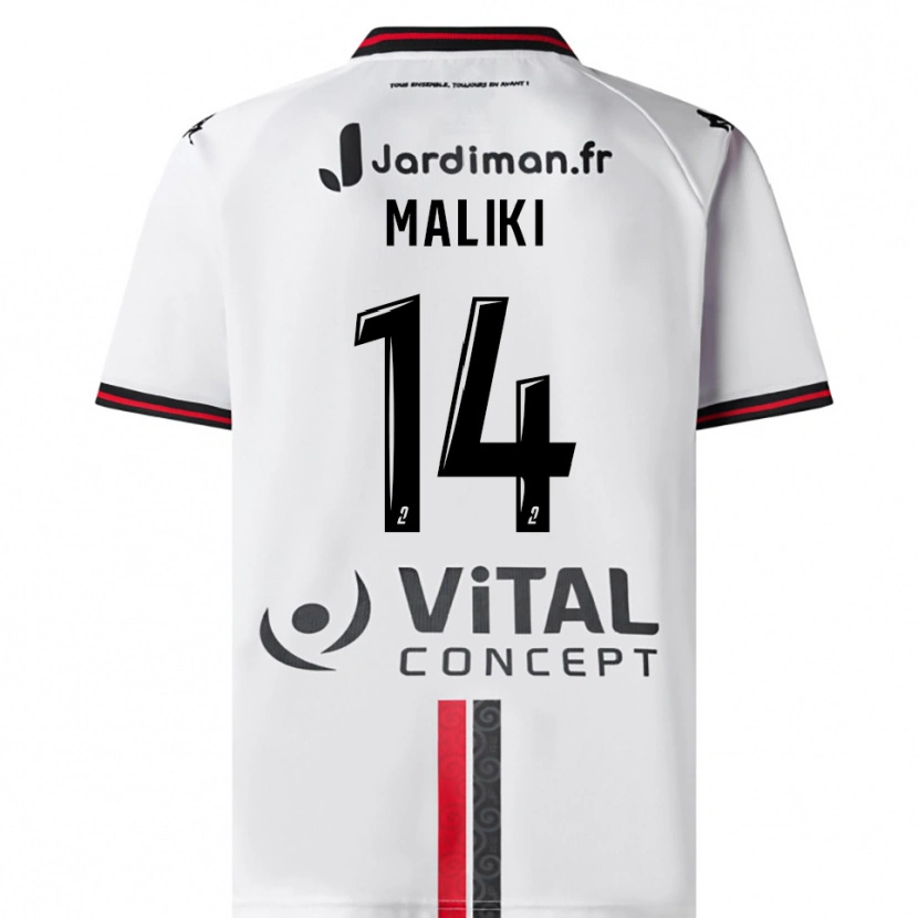 Danxen Børn Abdou Maliki #14 Hvid Rød Udebane Spillertrøjer 2025/26 Trøje T-Shirt