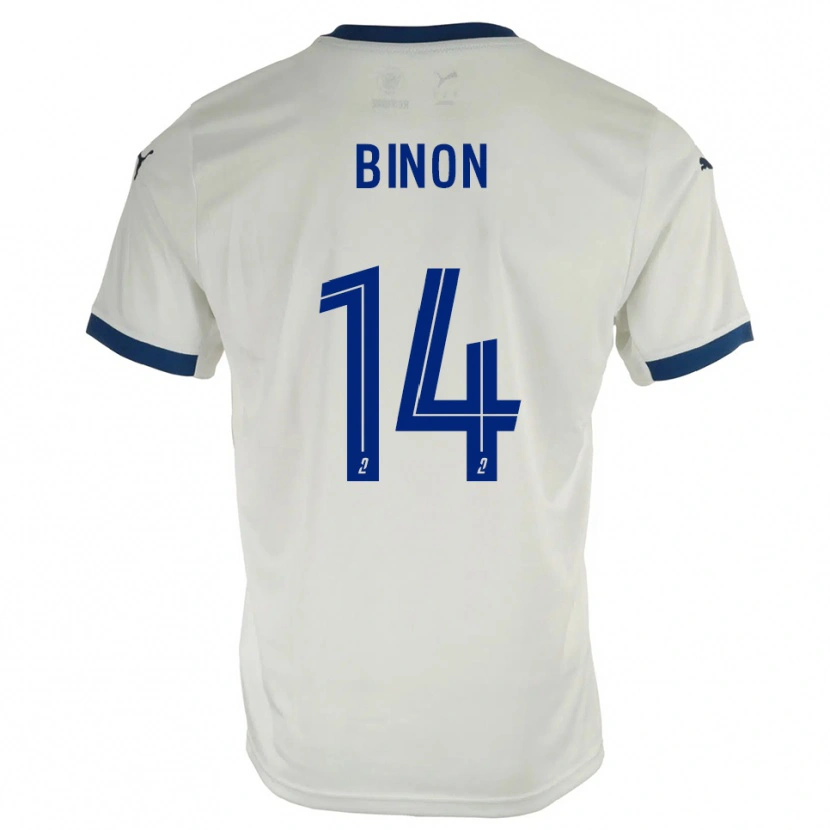 Danxen Børn Théo Binon #14 Hvid Blå Udebane Spillertrøjer 2025/26 Trøje T-Shirt