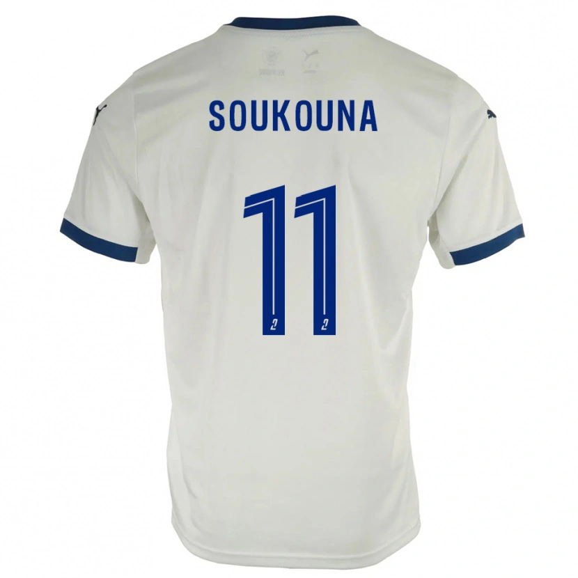 Danxen Børn Idrissa Soukouna #11 Hvid Blå Udebane Spillertrøjer 2025/26 Trøje T-Shirt