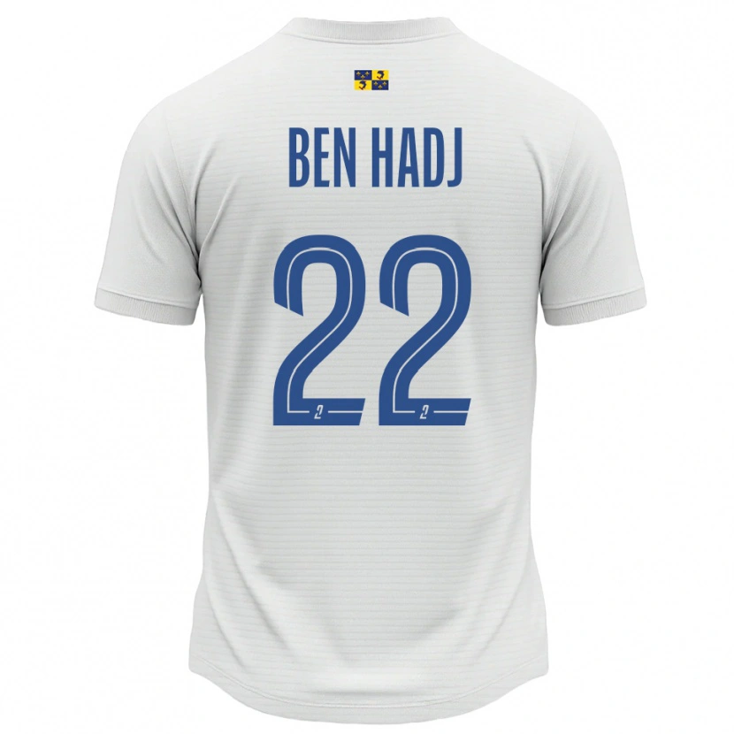 Danxen Børn Yosra Ben Hadj #22 Hvid Blå Udebane Spillertrøjer 2025/26 Trøje T-Shirt