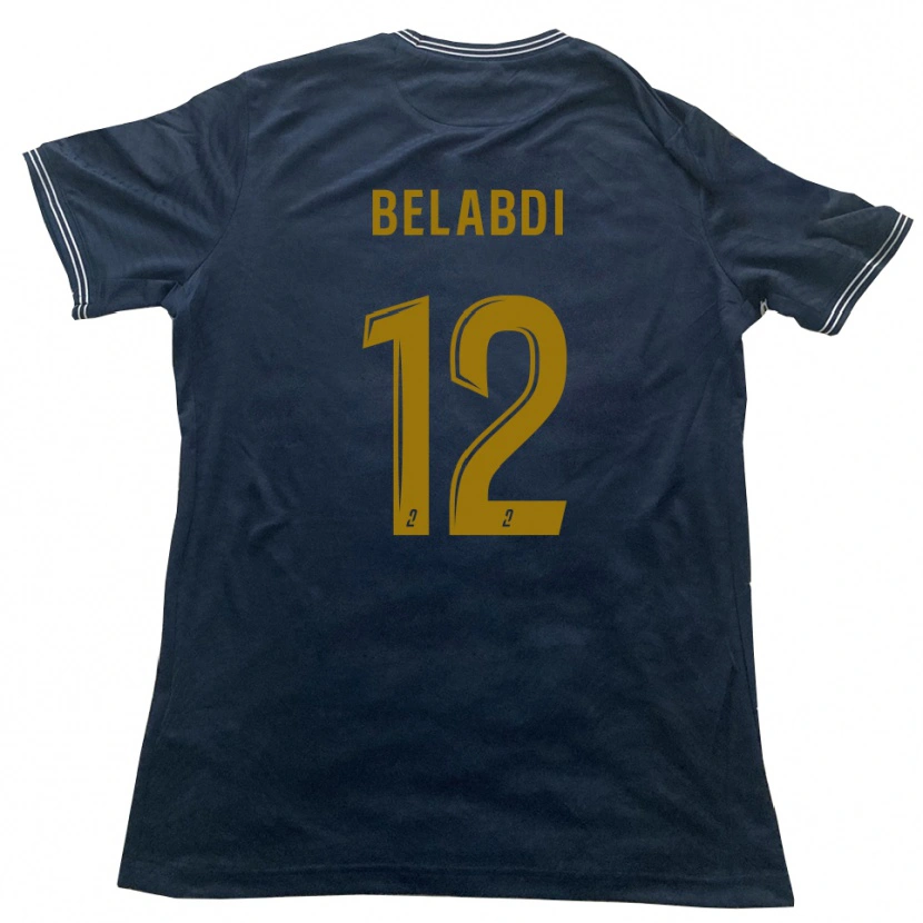 Danxen Børn Tao Belabdi #12 Marine Guld Udebane Spillertrøjer 2025/26 Trøje T-Shirt
