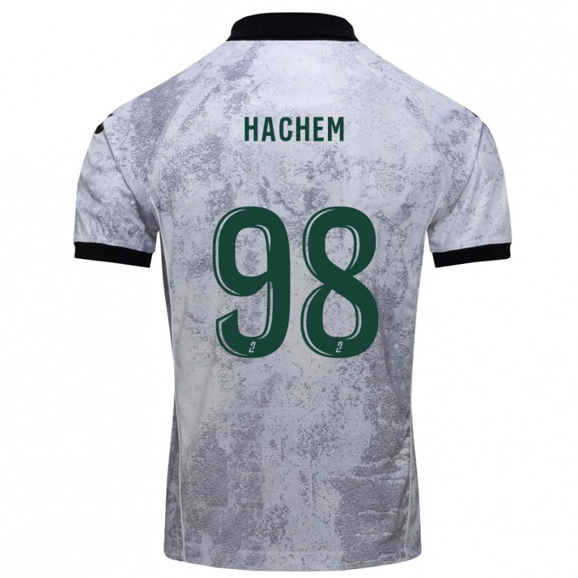 Danxen Børn Ryad Hachem #98 Hvid Sort Udebane Spillertrøjer 2025/26 Trøje T-Shirt