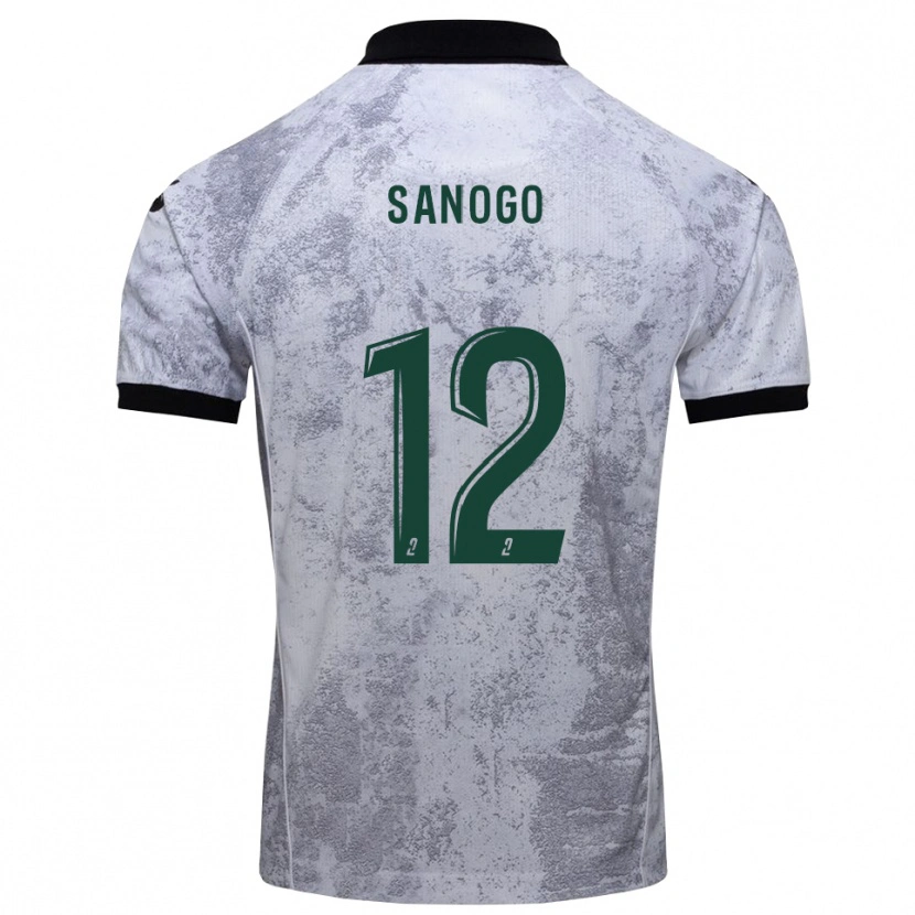 Danxen Børn Aboudramane Sanogo #12 Hvid Sort Udebane Spillertrøjer 2025/26 Trøje T-Shirt