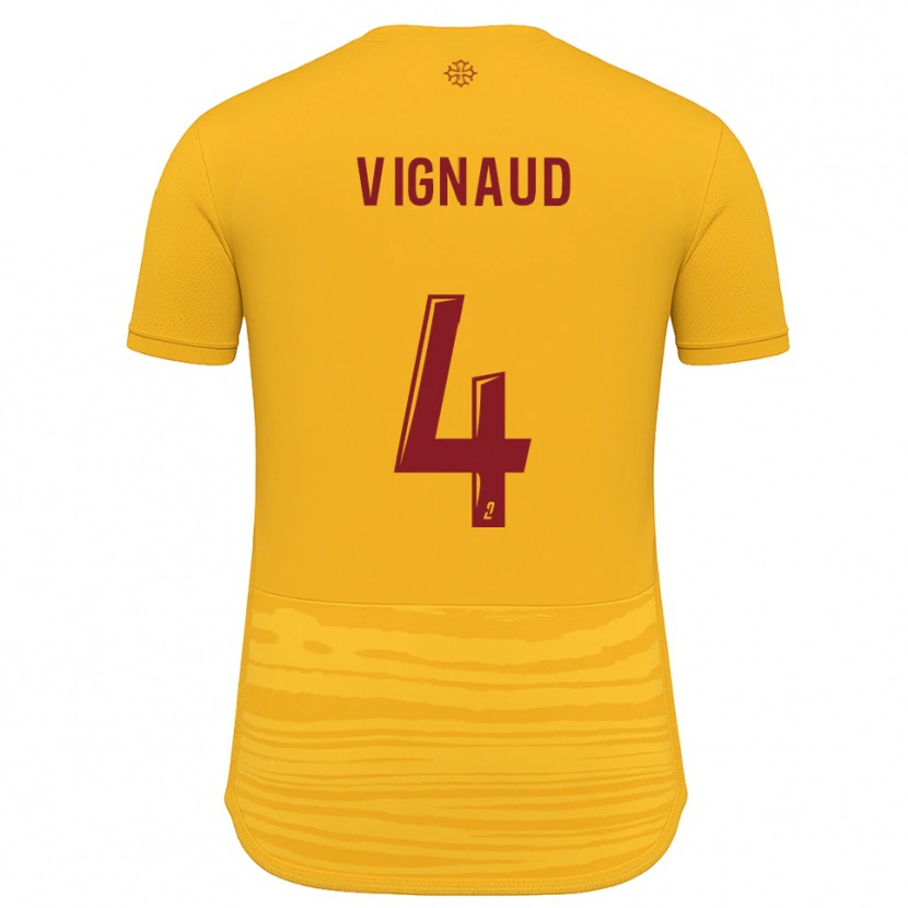 Danxen Børn Emile Vignaud #4 Orange Burgundy Udebane Spillertrøjer 2025/26 Trøje T-Shirt