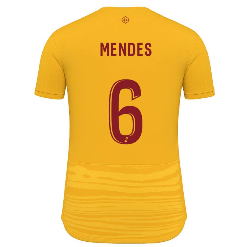 Danxen Børn Jordan Mendes #6 Orange Burgundy Udebane Spillertrøjer 2025/26 Trøje T-Shirt