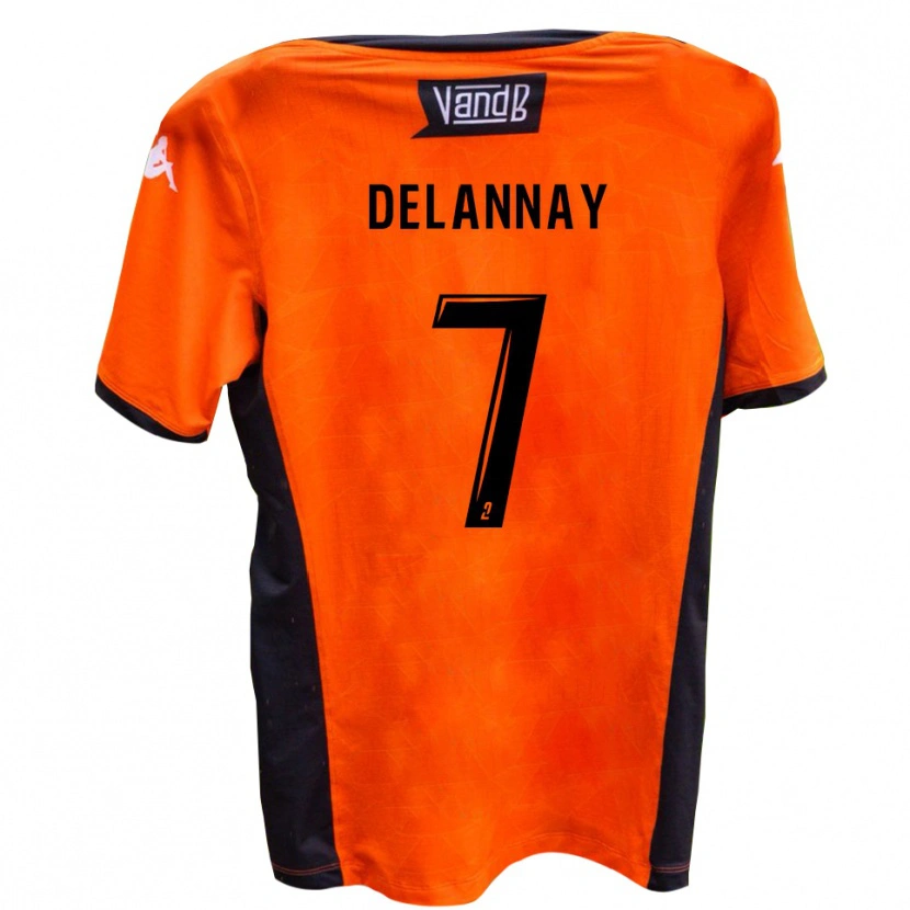 Danxen Børn Mathis Delannay #7 Hvid Sort Udebane Spillertrøjer 2025/26 Trøje T-Shirt