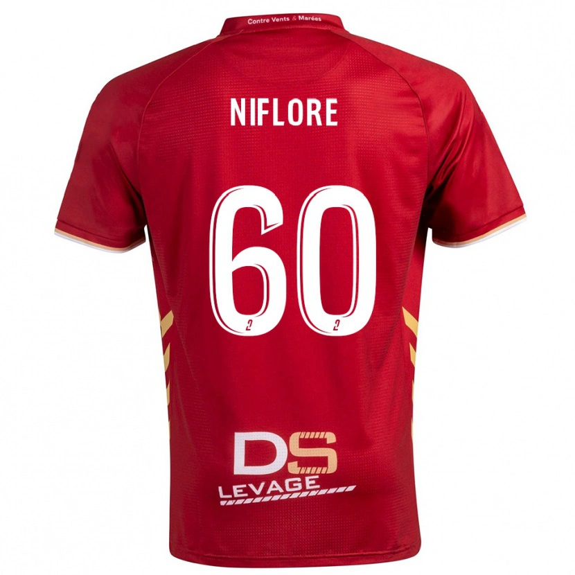 Danxen Børn Mathys Niflore #60 Burgundy Guld Udebane Spillertrøjer 2025/26 Trøje T-Shirt