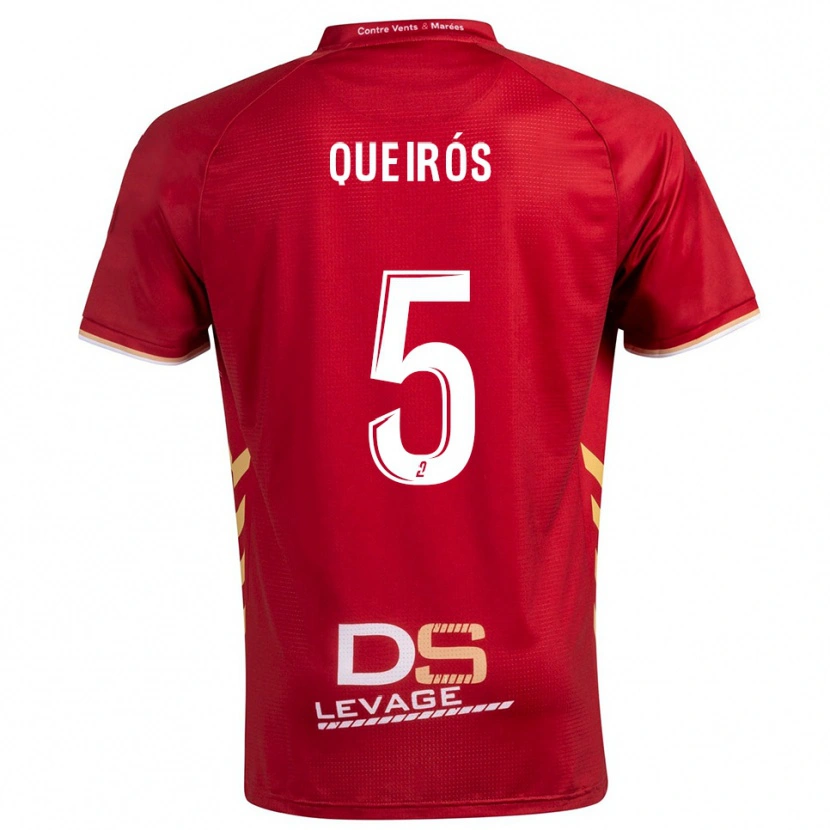 Danxen Børn Diogo Queirós #5 Burgundy Guld Udebane Spillertrøjer 2025/26 Trøje T-Shirt