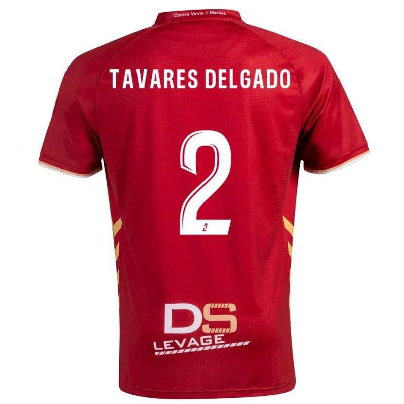 Danxen Børn Rony Tavares Delgado #2 Burgundy Guld Udebane Spillertrøjer 2025/26 Trøje T-Shirt