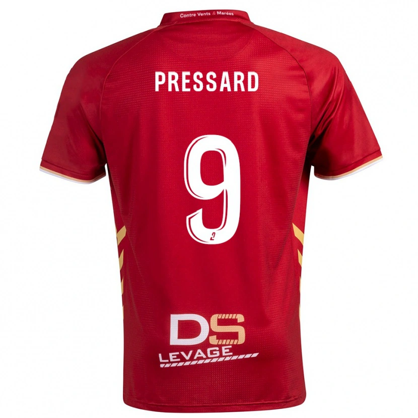 Danxen Børn Alan Pressard #9 Burgundy Guld Udebane Spillertrøjer 2025/26 Trøje T-Shirt