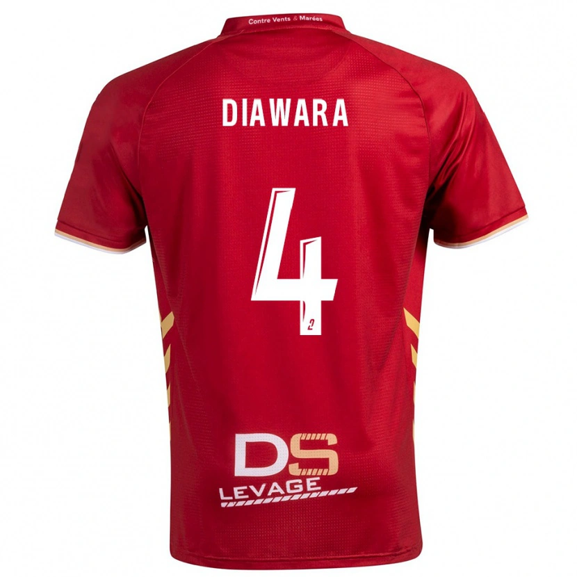 Danxen Børn Sékhou Diawara #4 Burgundy Guld Udebane Spillertrøjer 2025/26 Trøje T-Shirt
