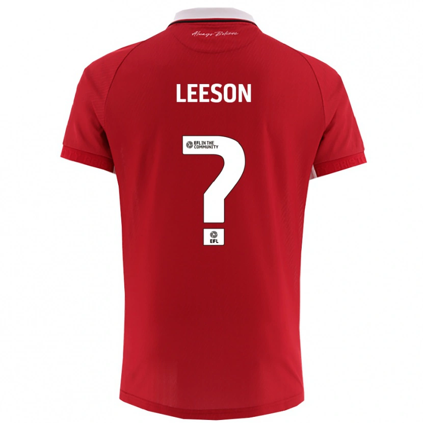 Danxen Mænd Harry Leeson #0 Rød Hvid Hjemmebane Spillertrøjer 2025/26 Trøje T-Shirt