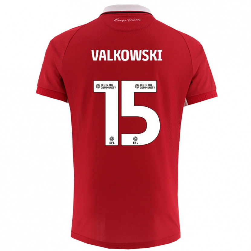 Danxen Mænd Pawel Valkowski #15 Rød Hvid Hjemmebane Spillertrøjer 2025/26 Trøje T-Shirt