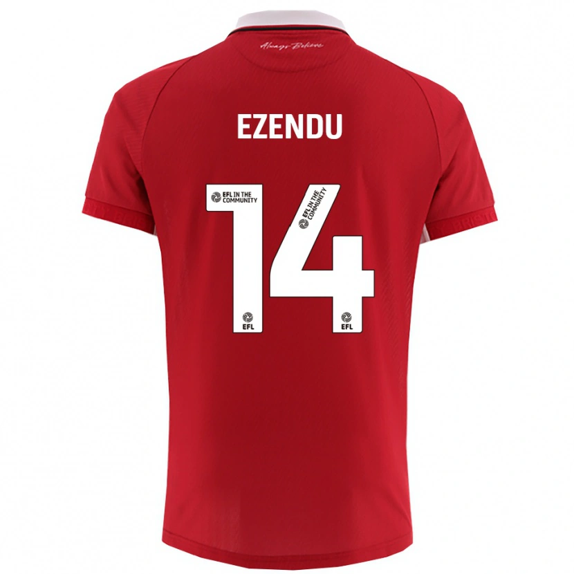 Danxen Mænd Daniel Ezendu #14 Rød Hvid Hjemmebane Spillertrøjer 2025/26 Trøje T-Shirt
