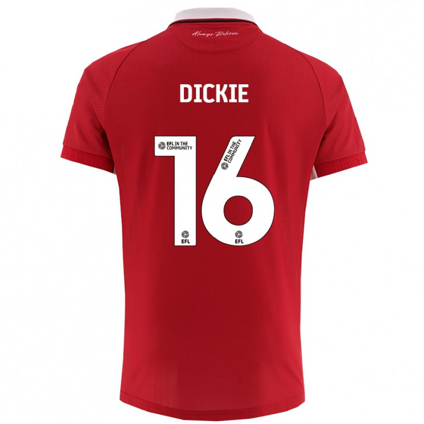 Danxen Mænd Rob Dickie #16 Rød Hvid Hjemmebane Spillertrøjer 2025/26 Trøje T-Shirt