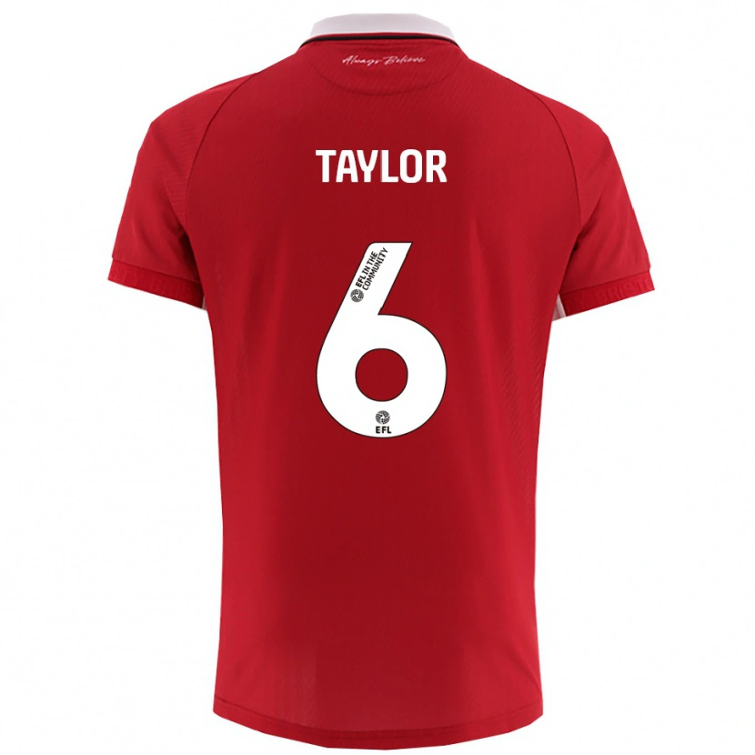 Danxen Mænd Archie Taylor #6 Rød Hvid Hjemmebane Spillertrøjer 2025/26 Trøje T-Shirt