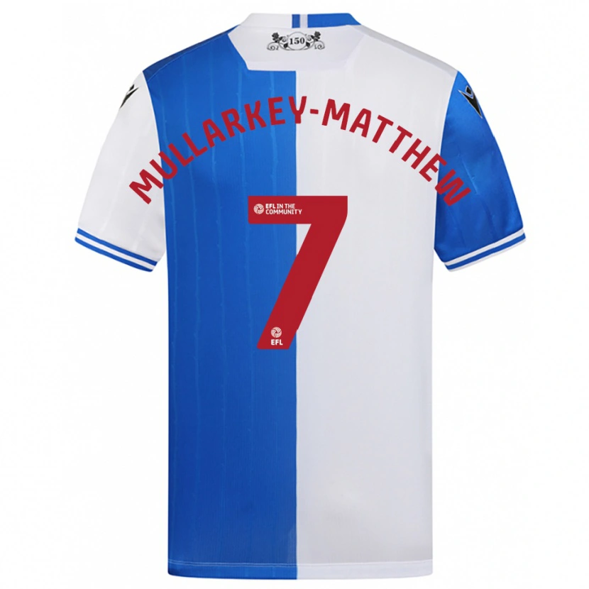 Danxen Mænd Lorenze Mullarkey-Matthews #7 Blå Hvid Hjemmebane Spillertrøjer 2025/26 Trøje T-Shirt