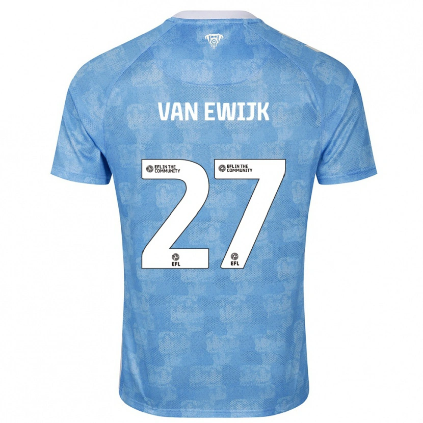 Danxen Mænd Milan Van Ewijk #27 Himmelblå Hvid Hjemmebane Spillertrøjer 2025/26 Trøje T-Shirt