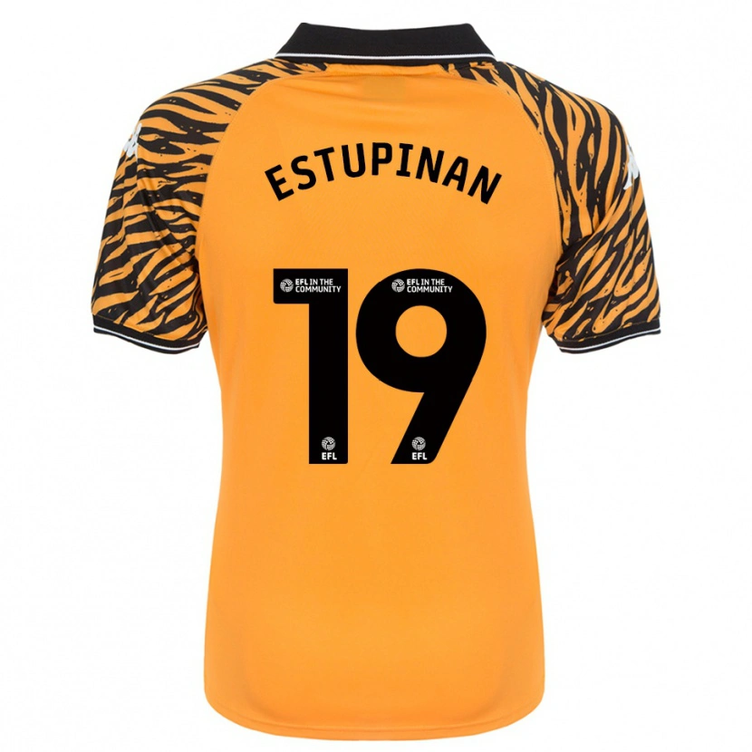 Danxen Mænd Óscar Estupiñán #19 Orange Sort Hjemmebane Spillertrøjer 2025/26 Trøje T-Shirt