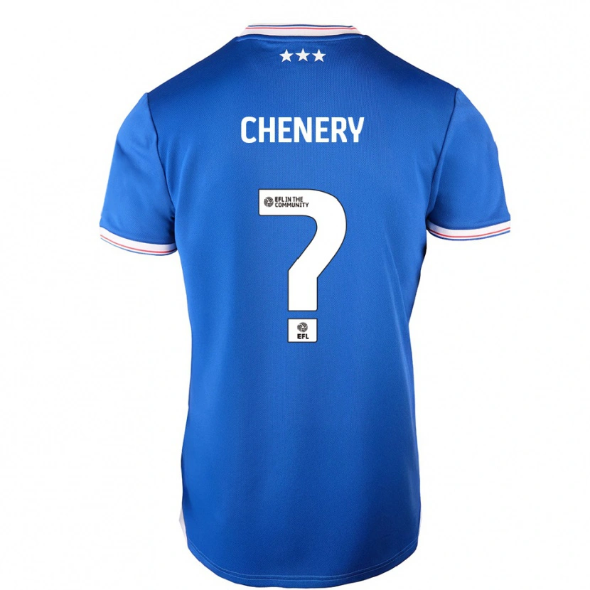 Danxen Mænd George Chenery #0 Blå Hvid Hjemmebane Spillertrøjer 2025/26 Trøje T-Shirt