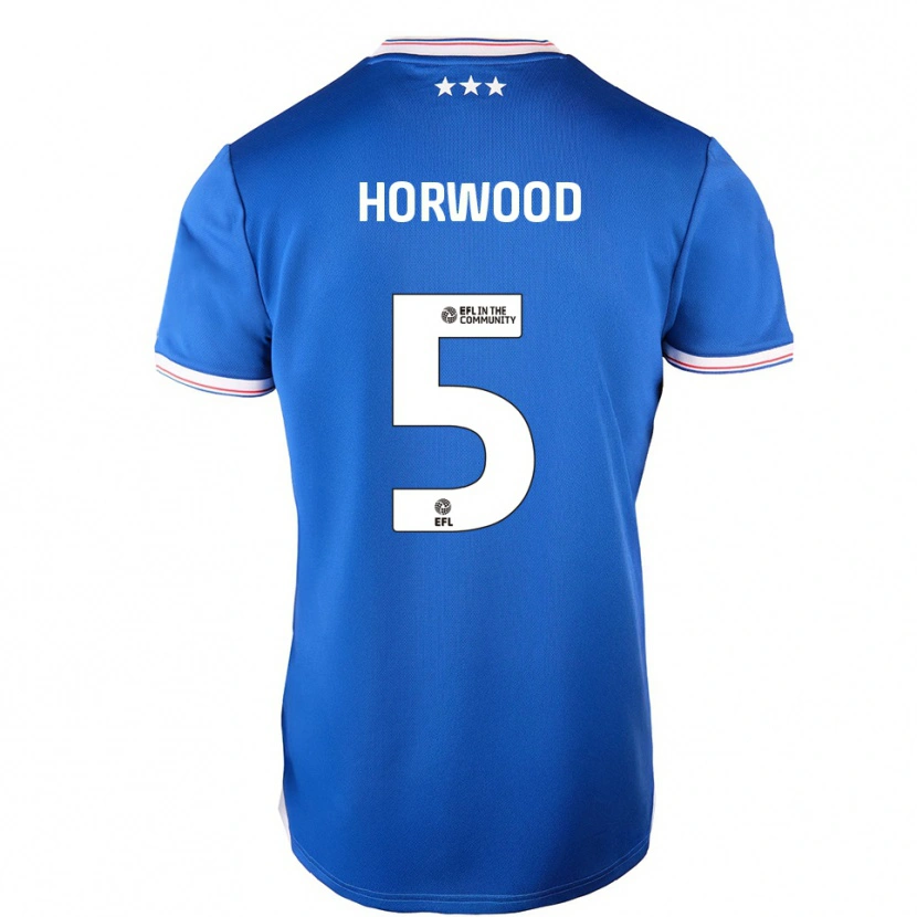 Danxen Mænd Bonnie Horwood #5 Blå Hvid Hjemmebane Spillertrøjer 2025/26 Trøje T-Shirt