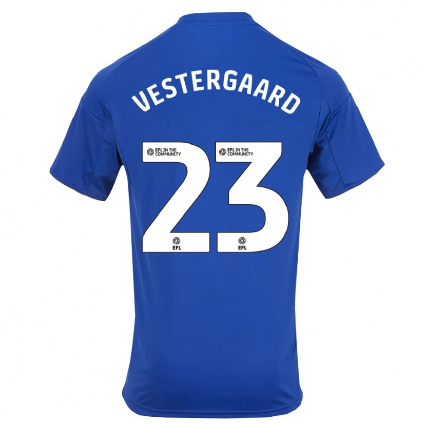 Danxen Mænd Jannik Vestergaard #23 Blå Guld Hjemmebane Spillertrøjer 2025/26 Trøje T-Shirt