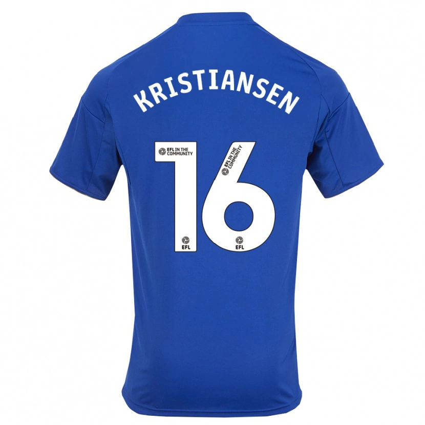 Danxen Mænd Victor Kristiansen #16 Blå Guld Hjemmebane Spillertrøjer 2025/26 Trøje T-Shirt