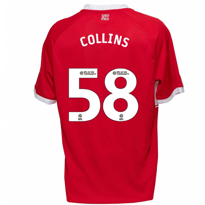 Danxen Mænd Sam Collins #58 Rød Hvid Hjemmebane Spillertrøjer 2025/26 Trøje T-Shirt