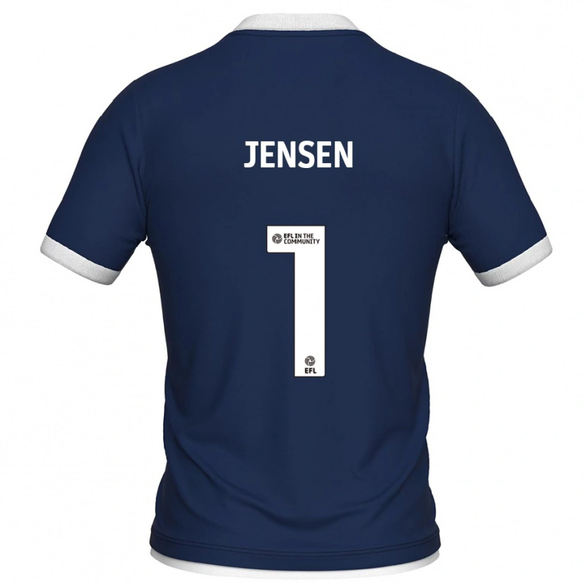 Danxen Mænd Lukas Jensen #1 Marine Hvid Hjemmebane Spillertrøjer 2025/26 Trøje T-Shirt