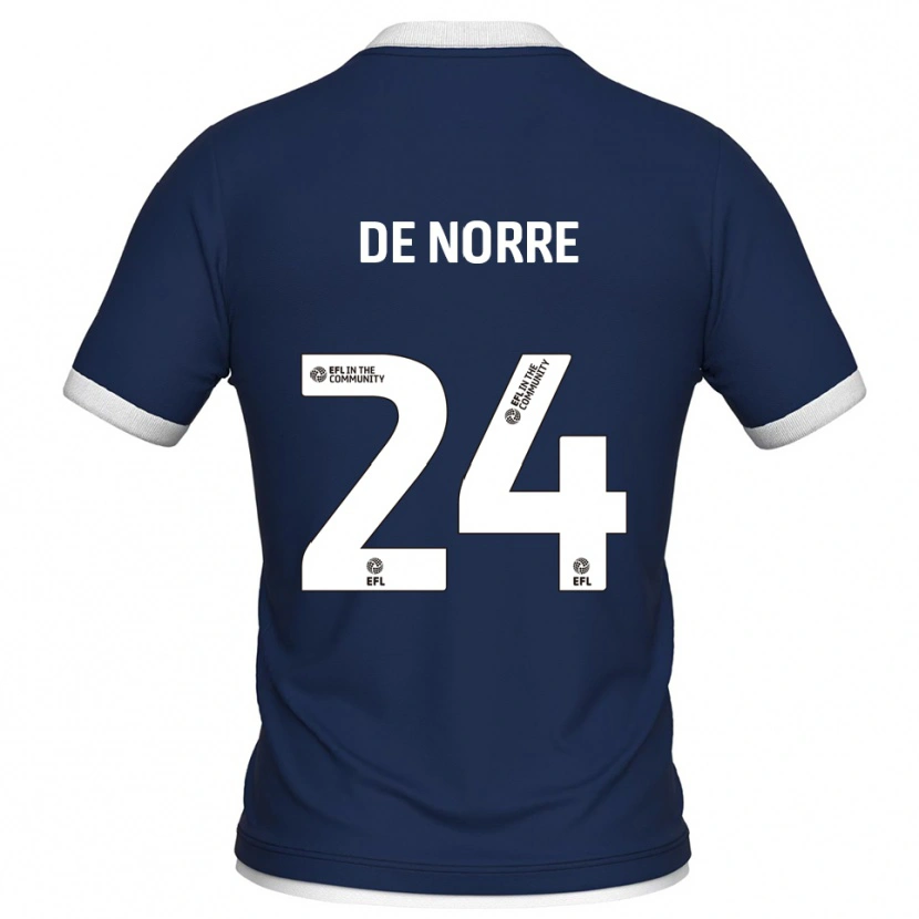 Danxen Mænd Casper De Norre #24 Marine Hvid Hjemmebane Spillertrøjer 2025/26 Trøje T-Shirt