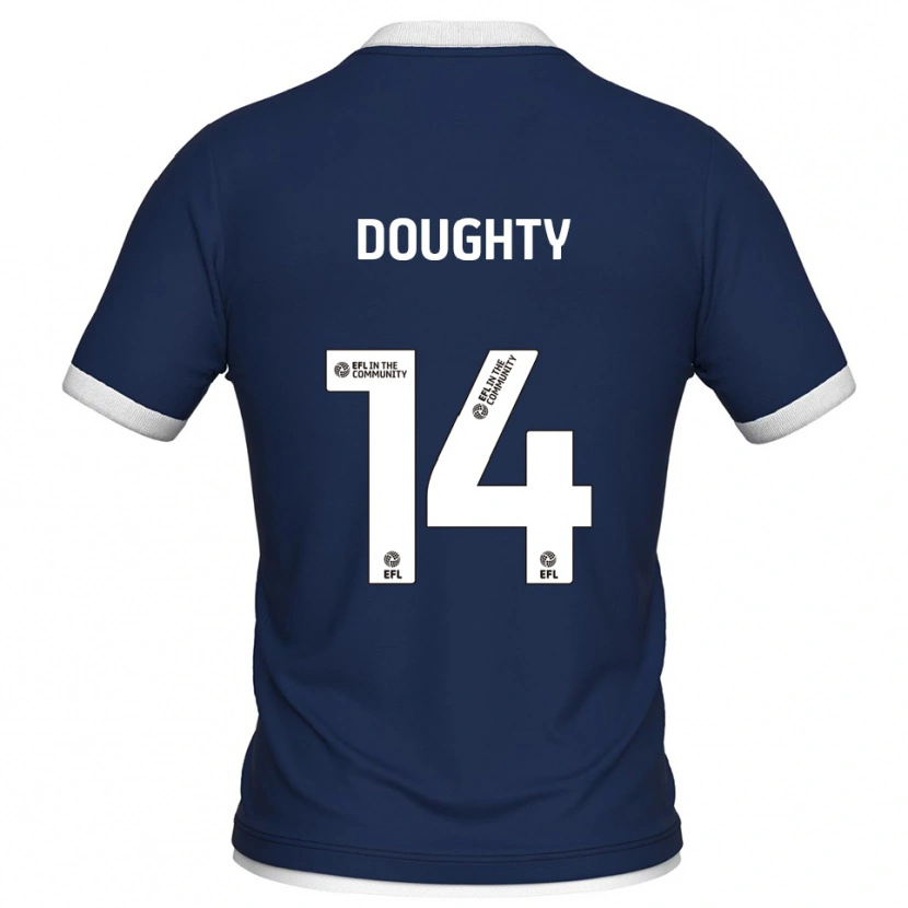 Danxen Mænd Alfie Doughty #14 Marine Hvid Hjemmebane Spillertrøjer 2025/26 Trøje T-Shirt