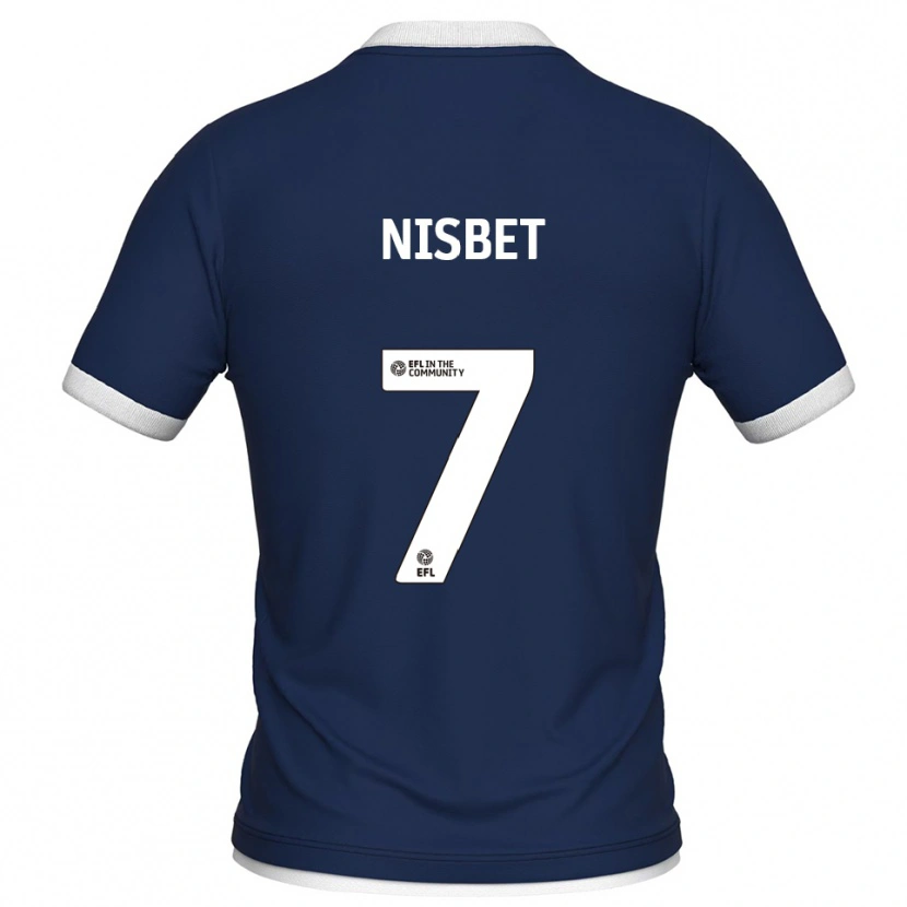Danxen Mænd Kevin Nisbet #7 Marine Hvid Hjemmebane Spillertrøjer 2025/26 Trøje T-Shirt