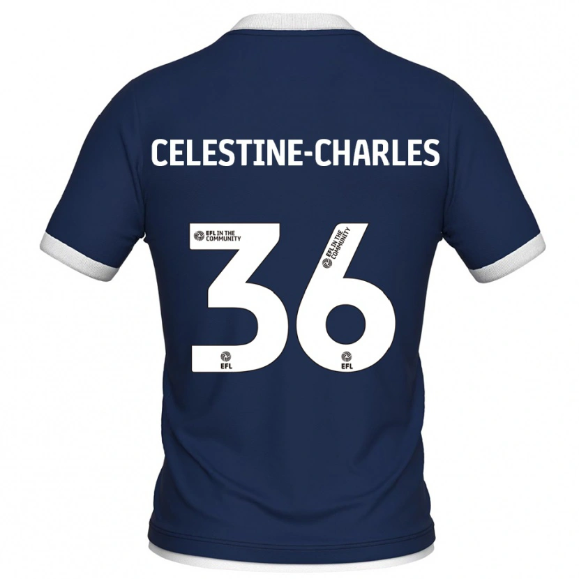 Danxen Mænd Jaiden Celestine-Charles #36 Marine Hvid Hjemmebane Spillertrøjer 2025/26 Trøje T-Shirt