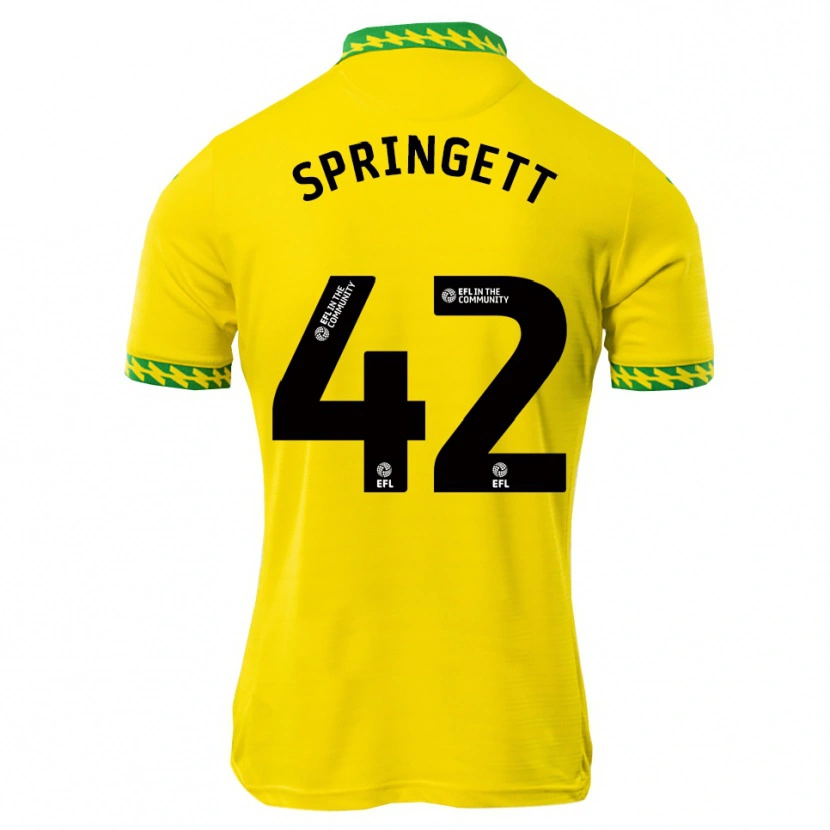 Danxen Mænd Tony Springett #42 Hvid Grøn Hjemmebane Spillertrøjer 2025/26 Trøje T-Shirt