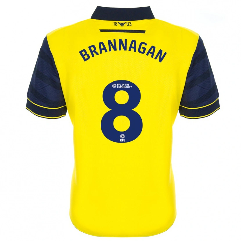 Danxen Mænd Cameron Brannagan #8 Gul Marine Hjemmebane Spillertrøjer 2025/26 Trøje T-Shirt
